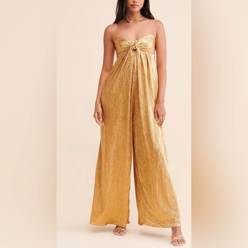 Free People Olivia Strapless Wide Leg Jumpsuit, Size M